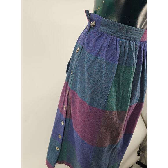 Vintage Liz Claiborne Wool Blend Check Plaid Pleated Midi Skirt Size 4 S 3830 - Picture 7 of 9